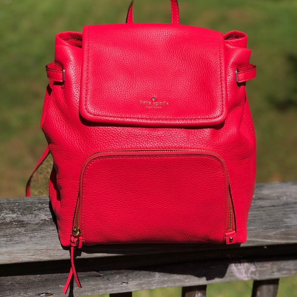 Kate Spade Red Leather Backpack - Picture 2 of 8